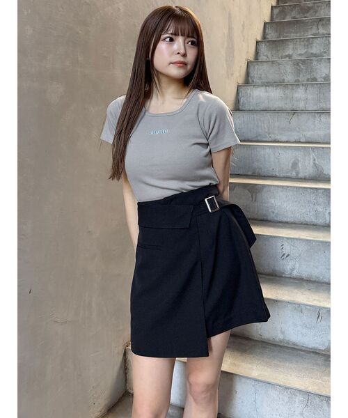 セール】【セットアップ対応】サイドベルトラップライクミニスカート  