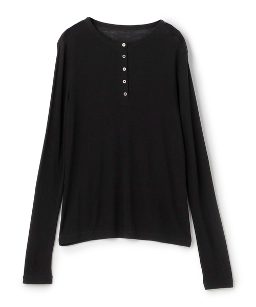 N.O.R.C(ノーク)の「TENCEL WOOL ヘンリーネックトップス(ニット/セーター・レディース・イエロー/グレー/ブラック/サックスブルー・フリー)」の12枚目の写真