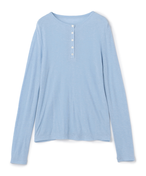 N.O.R.C(ノーク)の「TENCEL WOOL ヘンリーネックトップス(ニット/セーター・レディース・イエロー/グレー/ブラック/サックスブルー・フリー)」の14枚目の写真