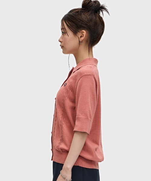 セール】Pointelle Detail Knitted Polo Shirt／ポインテール