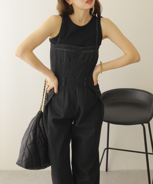 LAULEN（ローレン）の「bustier design denim salopette /ビスチェデザインデニムキャミサロペット（サロペット/オーバーオール・レディース・ネイビー・S/M）」の8枚目の写真