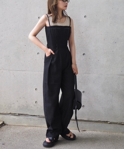 LAULEN（ローレン）の「bustier design denim salopette /ビスチェデザインデニムキャミサロペット（サロペット/オーバーオール・レディース・ネイビー・S/M）」の4枚目の写真