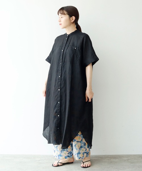 yuni(ユニ )の「●ウォッシュリネン ワンピース(シャツワンピース・レディース・グリーン/レッド/ブラック/ホワイト・FREE)」の2枚目の写真