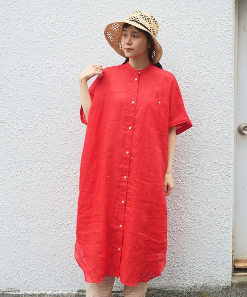 yuni(ユニ )の「●ウォッシュリネン ワンピース(シャツワンピース・レディース・グリーン/レッド/ブラック/ホワイト・FREE)」の21枚目の写真