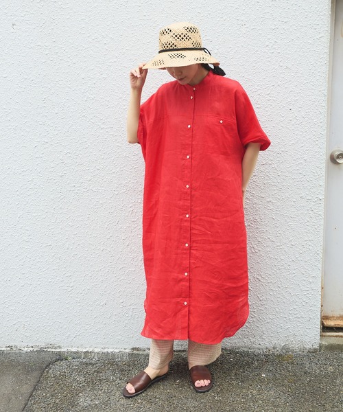yuni(ユニ )の「●ウォッシュリネン ワンピース(シャツワンピース・レディース・グリーン/レッド/ブラック/ホワイト・FREE)」の22枚目の写真