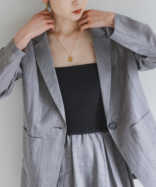 Noble（ノーブル）の「《追加》ラミーシアーライトジャケット（テーラードジャケット・レディース・チャコールグレー/サックスブルー/ブラック/ホワイト・36/38）」の7枚目の写真