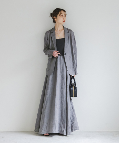 Noble（ノーブル）の「《追加》ラミーシアーライトジャケット（テーラードジャケット・レディース・チャコールグレー/サックスブルー/ブラック/ホワイト・36/38）」の9枚目の写真