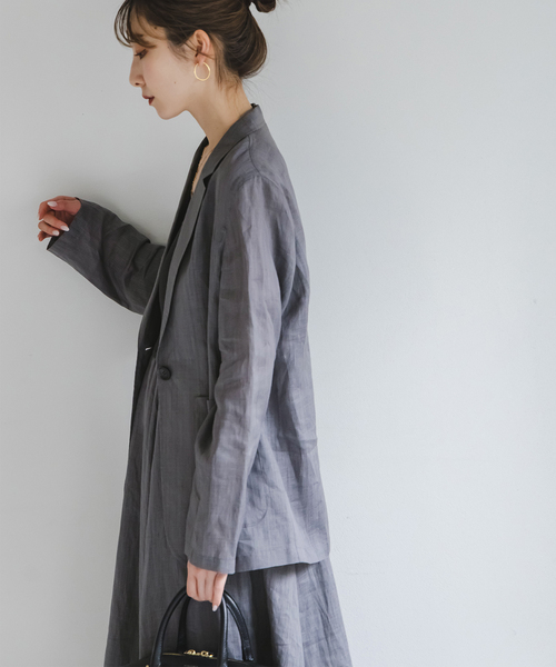 Noble（ノーブル）の「《追加》ラミーシアーライトジャケット（テーラードジャケット・レディース・チャコールグレー/サックスブルー/ブラック/ホワイト・36/38）」の10枚目の写真