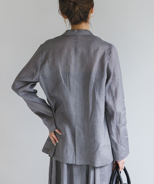 Noble（ノーブル）の「《追加》ラミーシアーライトジャケット（テーラードジャケット・レディース・チャコールグレー/サックスブルー/ブラック/ホワイト・36/38）」の11枚目の写真