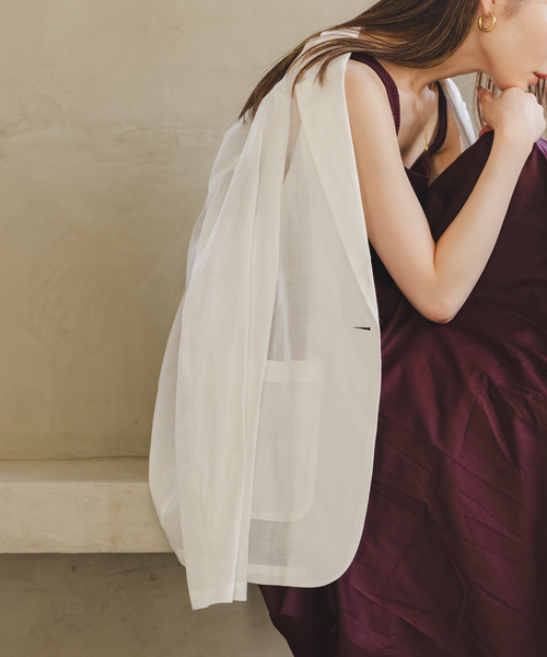 Noble（ノーブル）の「《追加》ラミーシアーライトジャケット（テーラードジャケット・レディース・チャコールグレー/サックスブルー/ブラック/ホワイト・36/38）」の14枚目の写真