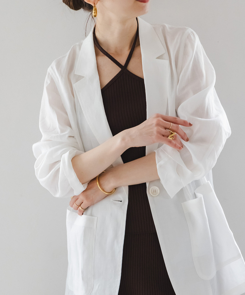 Noble（ノーブル）の「《追加》ラミーシアーライトジャケット（テーラードジャケット・レディース・チャコールグレー/サックスブルー/ブラック/ホワイト・36/38）」の18枚目の写真