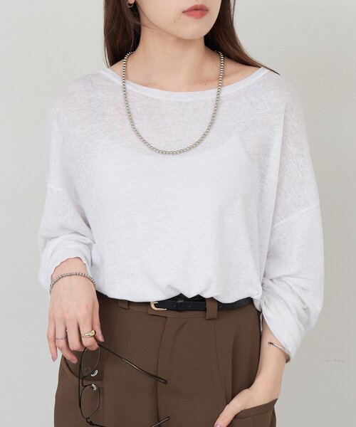 SHENERY(シーナリー)の「シアービッグロンTee(Tシャツ/カットソー・レディース・オフホワイト/ブラック/ライム・FREE)」の11枚目の写真