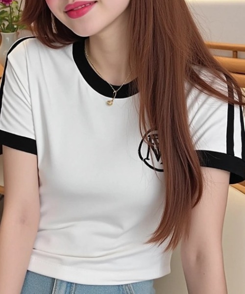paravion(パラビオン)の「ラインスポーティTシャツ(Tシャツ/カットソー・レディース・ブラック/ホワイト・FREE)」の11枚目の写真