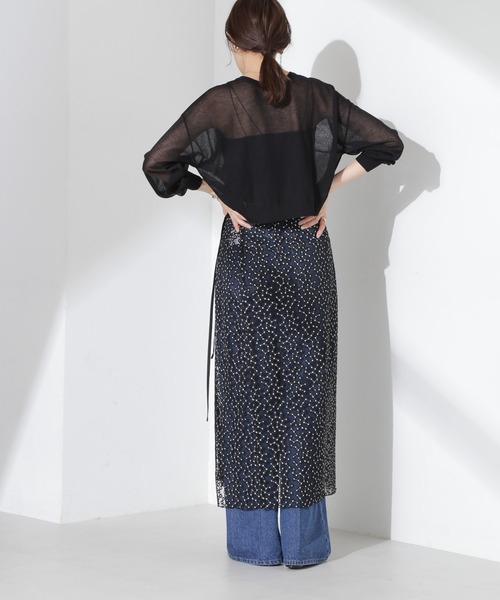 NANO universe（ナノユニバース）の「クロップドシアーニットカーディガン（カーディガン/ボレロ・レディース・ホワイト/ブラック/グリーン・FREE）」の14枚目の写真