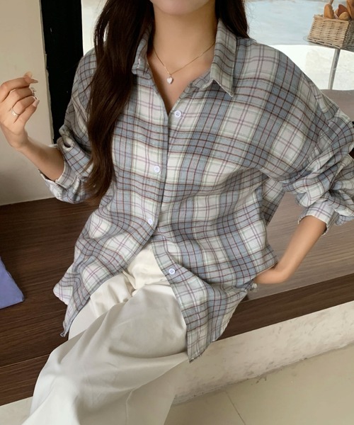 2ly2（トゥーリートゥー）の「カジュアル可愛い♪ チェックシャツジャケット（シャツ/ブラウス・レディース・ピンク/レッド/ボルドー/グリーン/イエロー/ネイビー/ブルー/アイボリー/カーキ/モカ/イエロー系/チェリーレッド・FREE）」の2枚目の写真