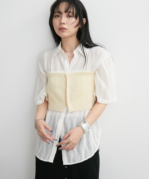 Aunt Marie's（アントマリーズ）の「コンパクトホックリブニットビスチェ（チューブトップ・レディース・ライトグリーン/ブラック/ブラウン/イエロー・FREE）」の16枚目の写真