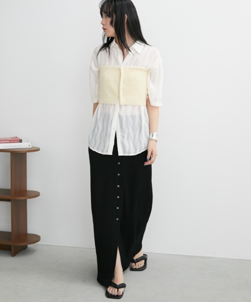 Aunt Marie's（アントマリーズ）の「コンパクトホックリブニットビスチェ（チューブトップ・レディース・ライトグリーン/ブラック/ブラウン/イエロー・FREE）」の13枚目の写真