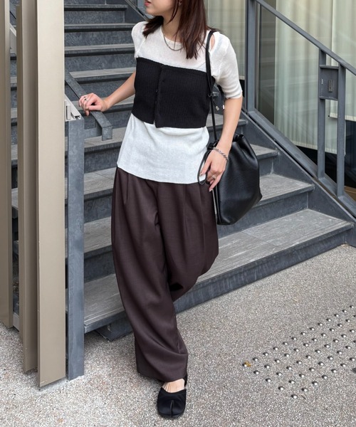 Aunt Marie's(アントマリーズ)の「コンパクトホックリブニットビスチェ(チューブトップ・レディース・ライトグリーン/ブラック/ブラウン/イエロー・FREE)」の16枚目の写真