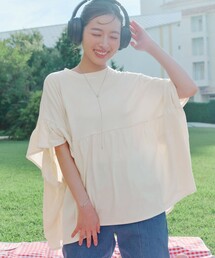 切り替えゆったりプルオーバー☆ センター切り替えゆったりプルオーバー(02_M 76_ブルー×ライトブルー