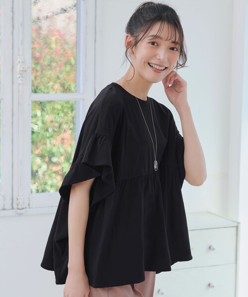 Tiaclasse（ティアクラッセ）の「ギャザー切り替えフレアプルオーバー（Tシャツ/カットソー・レディース・チャコールグレー/アイボリー/ブラック/コーラル/ピンク系・FREE）」の22枚目の写真
