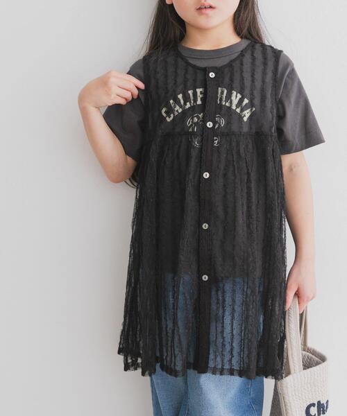 URBAN RESEARCH DOORS（アーバンリサーチドアーズ）の「『WEB/一部店舗限定サイズ』チュールチュニック(KIDS)（Tシャツ/カットソー・キッズ・アイボリー/ブラック・105/120/135/150）」の6枚目の写真