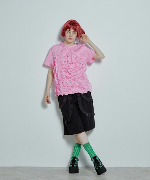 新品　完売　manana suerte ローズフリルTシャツ manana suerte tシャツ ローズフリルTシャツ レディース