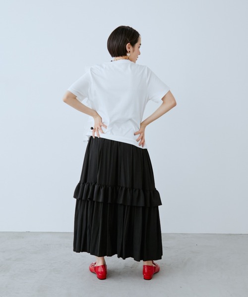 manana suerte(マニャーナスエルテ)の「フリルTシャツ(Tシャツ/カットソー・レディース・ホワイト/ピンク/ブラック・FREE)」の6枚目の写真
