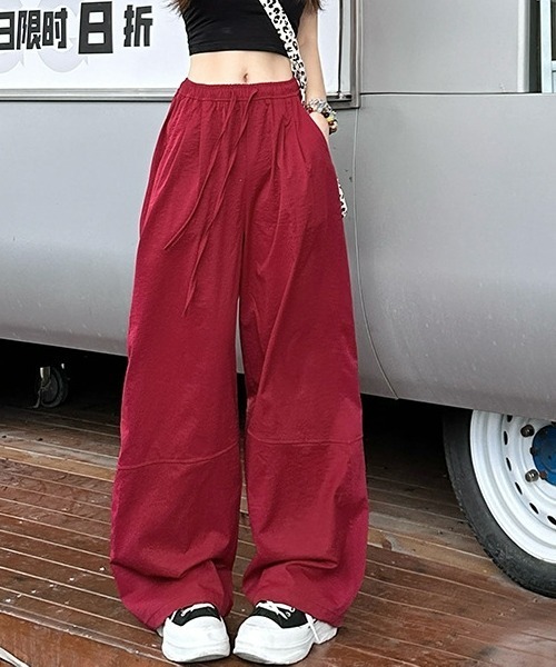 gossip!ロサンゼルス(ゴシップロサンゼルス)の「Y2K無地ライトドライカジュアルパンツ(カーゴパンツ・レディース・ブラウン/ホワイト/ブラック/レッド/グレー・FREE)」の5枚目の写真