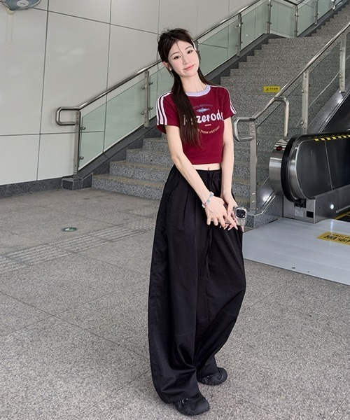 gossip!ロサンゼルス(ゴシップロサンゼルス)の「Y2K無地ライトドライカジュアルパンツ(カーゴパンツ・レディース・ブラウン/ホワイト/ブラック/レッド/グレー・FREE)」の9枚目の写真