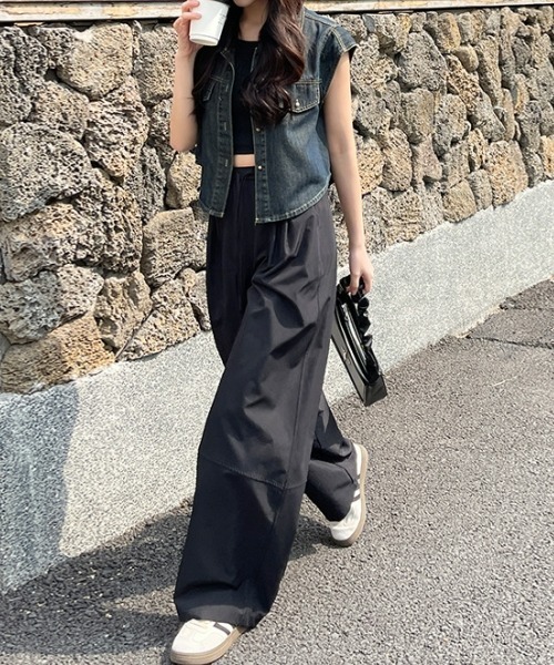 gossip!ロサンゼルス(ゴシップロサンゼルス)の「Y2K無地ライトドライカジュアルパンツ(カーゴパンツ・レディース・ブラウン/ホワイト/ブラック/レッド/グレー・FREE)」の12枚目の写真