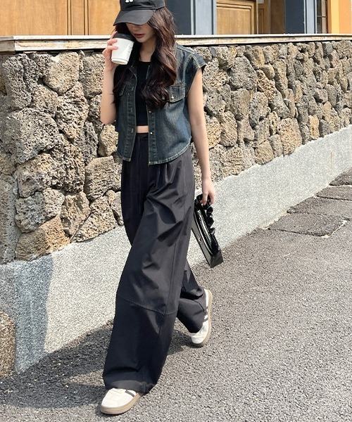 gossip!ロサンゼルス(ゴシップロサンゼルス)の「Y2K無地ライトドライカジュアルパンツ(カーゴパンツ・レディース・ブラウン/ホワイト/ブラック/レッド/グレー・FREE)」の13枚目の写真