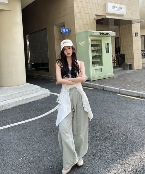 gossip!ロサンゼルス(ゴシップロサンゼルス)の「Y2K無地ライトドライカジュアルパンツ(カーゴパンツ・レディース・ブラウン/ホワイト/ブラック/レッド/グレー・FREE)」の20枚目の写真