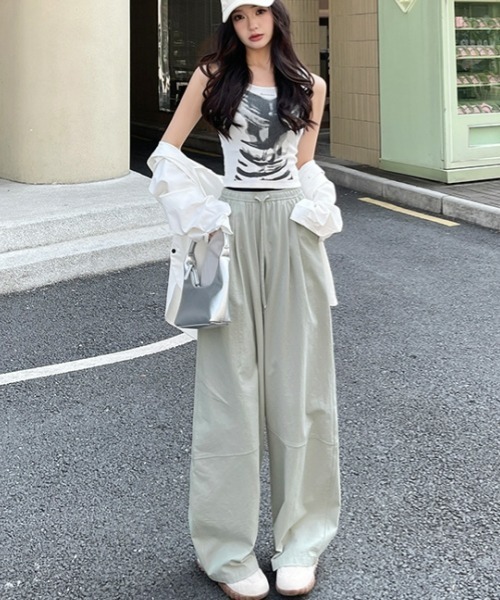 gossip!ロサンゼルス(ゴシップロサンゼルス)の「Y2K無地ライトドライカジュアルパンツ(カーゴパンツ・レディース・ブラウン/ホワイト/ブラック/レッド/グレー・FREE)」の21枚目の写真