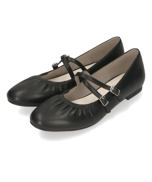 ORiental TRaffic（オリエンタルトラフィック）の「ギャザーストラップバレエパンプス/41182（バレエシューズ・レディース・イエロー/ブラック/シルバー・36/37/38/39/35）」の4枚目の写真