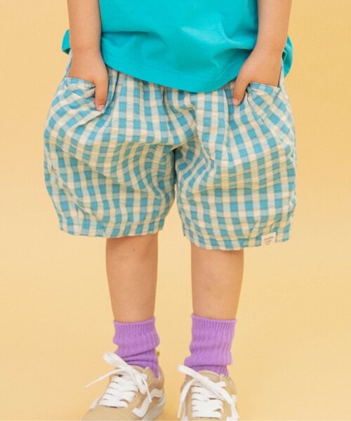 BREEZE（ブリーズ）の「【セットアップ可/WEB限定】チェックバルーンハーフパンツ_ジュニア対応（その他パンツ・キッズ・ブルー/ピンク/イエロー・90/100/110/120/130/140）」の2枚目の写真