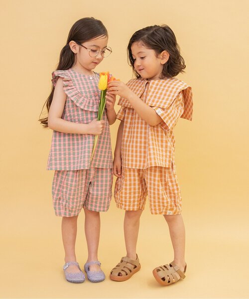 BREEZE（ブリーズ）の「【セットアップ可/WEB限定】チェックバルーンハーフパンツ_ジュニア対応（その他パンツ・キッズ・ブルー/ピンク/イエロー・90/100/110/120/130/140）」の7枚目の写真