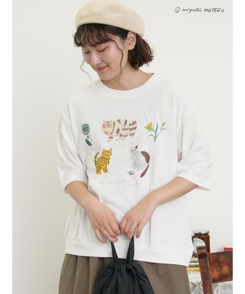 Samansa Mos2（サマンサ モスモス）の「【miyuki matsuo×Samansa Mos2】タックTシャツ（Tシャツ/カットソー・レディース・チャコールグレー/パープル/オフホワイト・F）」の2枚目の写真
