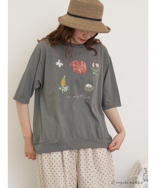 Samansa Mos2（サマンサ モスモス）の「【miyuki matsuo×Samansa Mos2】タックTシャツ（Tシャツ/カットソー・レディース・チャコールグレー/パープル/オフホワイト・F）」の3枚目の写真