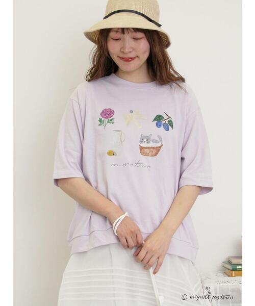 Samansa Mos2（サマンサ モスモス）の「【miyuki matsuo×Samansa Mos2】タックTシャツ（Tシャツ/カットソー・レディース・チャコールグレー/パープル/オフホワイト・F）」の4枚目の写真