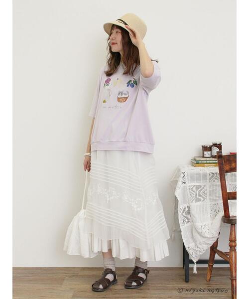 Samansa Mos2（サマンサ モスモス）の「【miyuki matsuo×Samansa Mos2】タックTシャツ（Tシャツ/カットソー・レディース・チャコールグレー/パープル/オフホワイト・F）」の6枚目の写真