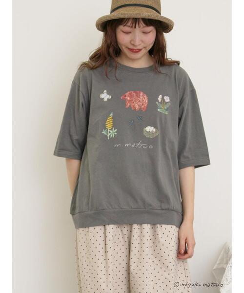 Samansa Mos2（サマンサ モスモス）の「【miyuki matsuo×Samansa Mos2】タックTシャツ（Tシャツ/カットソー・レディース・チャコールグレー/パープル/オフホワイト・F）」の17枚目の写真