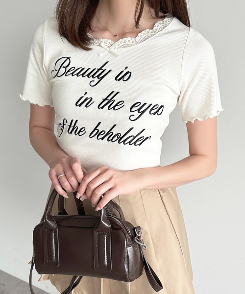 apres jour(アプレジュール)の「刺繍ロゴレースリブTシャツ(Tシャツ/カットソー・レディース・レッド/オフホワイト/ライトブルー/ブラック・X-LARGE/フリー)」の12枚目の写真
