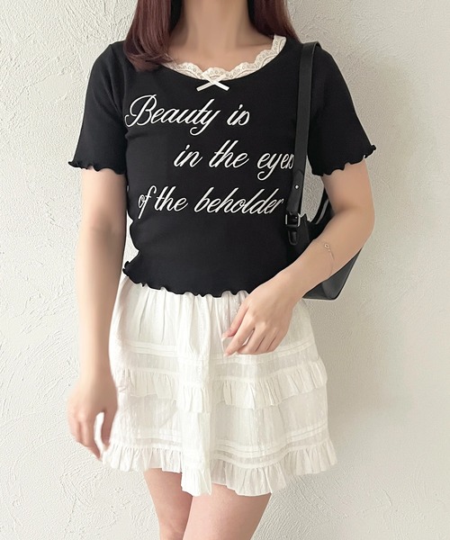 apres jour(アプレジュール)の「刺繍ロゴレースリブTシャツ(Tシャツ/カットソー・レディース・レッド/オフホワイト/ライトブルー/ブラック・X-LARGE/フリー)」の16枚目の写真