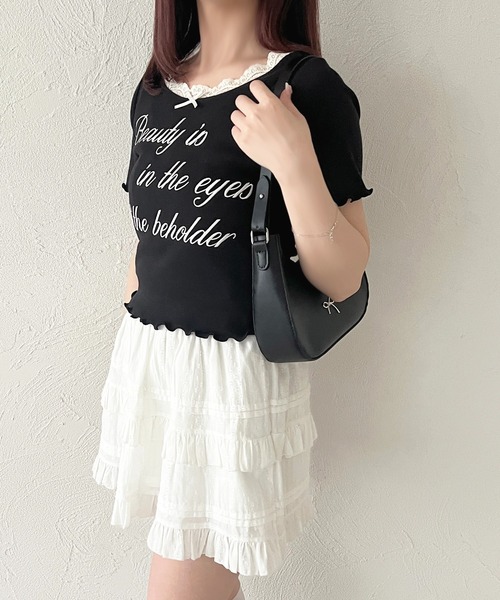 apres jour(アプレジュール)の「刺繍ロゴレースリブTシャツ(Tシャツ/カットソー・レディース・レッド/オフホワイト/ライトブルー/ブラック・X-LARGE/フリー)」の18枚目の写真