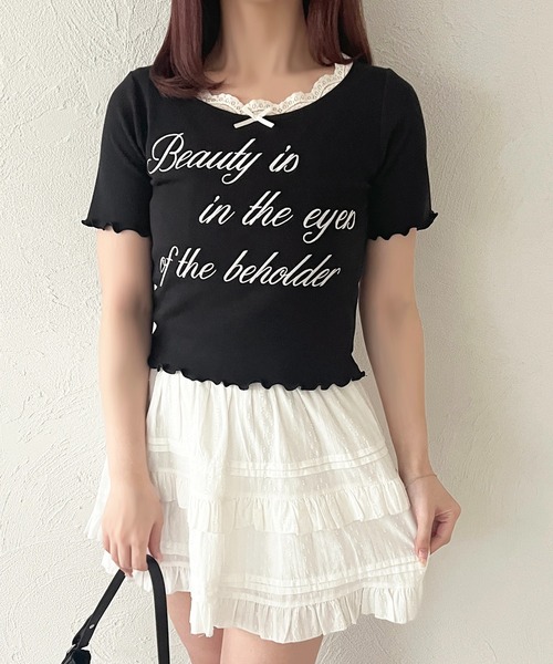 apres jour(アプレジュール)の「刺繍ロゴレースリブTシャツ(Tシャツ/カットソー・レディース・レッド/オフホワイト/ライトブルー/ブラック・X-LARGE/フリー)」の17枚目の写真