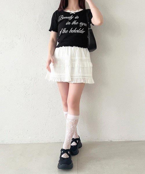 apres jour(アプレジュール)の「刺繍ロゴレースリブTシャツ(Tシャツ/カットソー・レディース・レッド/オフホワイト/ライトブルー/ブラック・X-LARGE/フリー)」の21枚目の写真