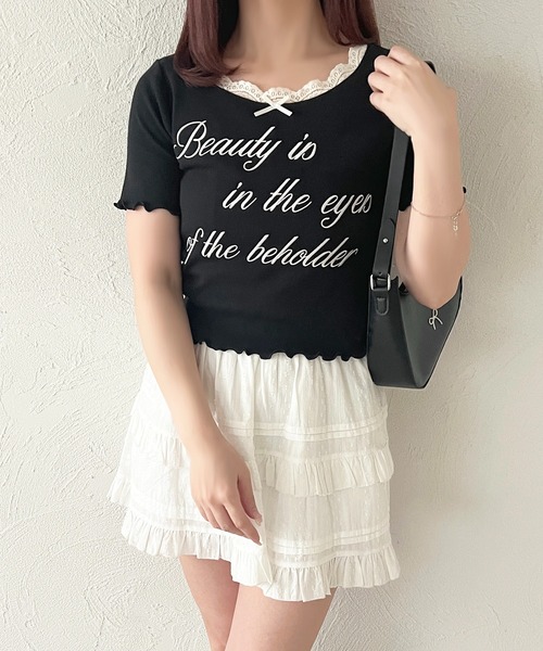 apres jour(アプレジュール)の「刺繍ロゴレースリブTシャツ(Tシャツ/カットソー・レディース・レッド/オフホワイト/ライトブルー/ブラック・X-LARGE/フリー)」の15枚目の写真