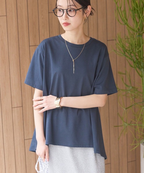 AMERICAN HOLIC（アメリカンホリック）の「接触冷感バックフレア半袖プルオーバー（Tシャツ/カットソー・レディース・ミント/ネイビー/ブラック/オフホワイト・M/L）」の4枚目の写真