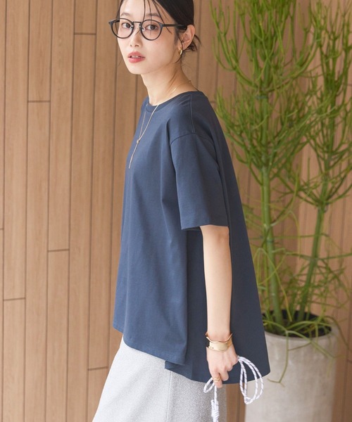 AMERICAN HOLIC（アメリカンホリック）の「接触冷感バックフレア半袖プルオーバー（Tシャツ/カットソー・レディース・ミント/ネイビー/ブラック/オフホワイト・M/L）」の6枚目の写真