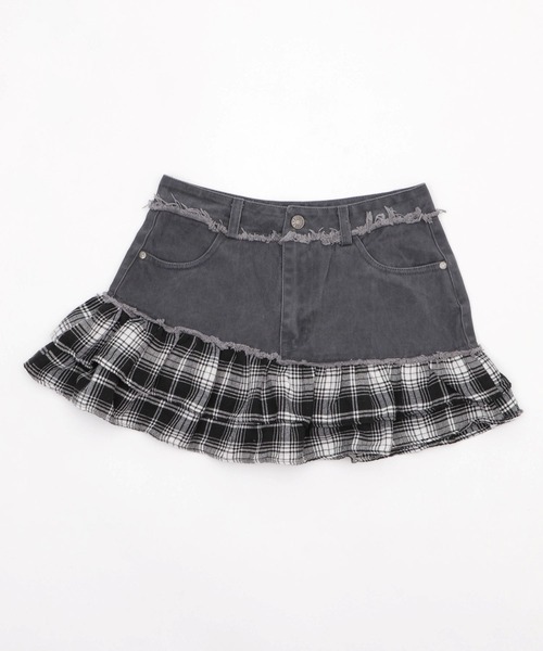 Figments(フィグメンツ)の「スイッチチェックミニスカパン(スカート・レディース・グレー/ブラック・SMALL/MEDIUM)」の4枚目の写真
